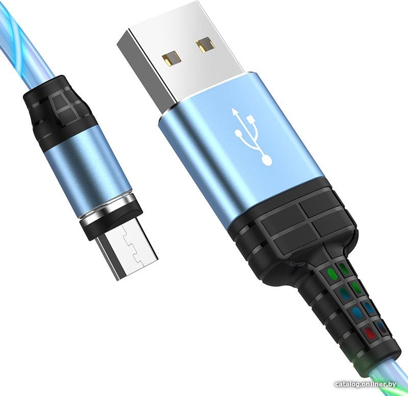 Кабель Hoco U90 microUSB (синий)