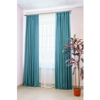 Комплект штор Decoretto Нубук НЯБ-K28 1.25x2.6 м (бирюзовый, 2 шт)