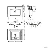  Toppus Тумба Velvet 75 с умывальником Quadro (черный камень)