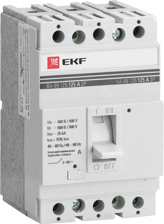 

Выключатель автоматический EKF PROxima ВА-99 12563А 3P 25кА mccb99-125-63