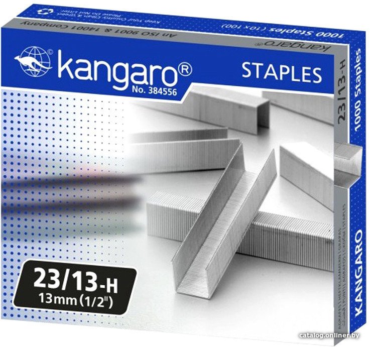 Скобы канцелярские Kangaro 23/13 1000 шт (металлик)