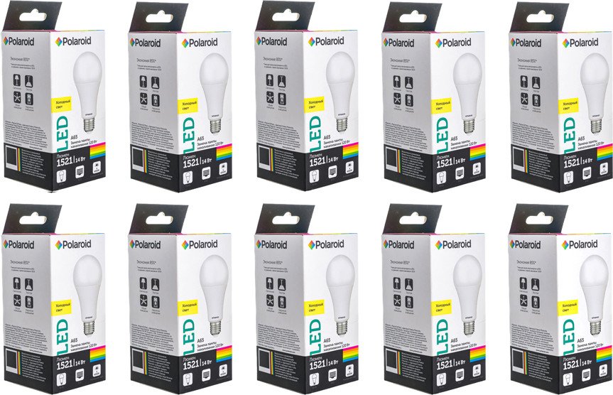 

Светодиодная лампочка Polaroid A65 E27 14 Вт 4000 К N-PL-A65140274 (10 шт)