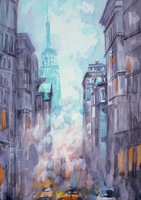 

Картина Stamprint Фиолетовый город АT008 (85x60)