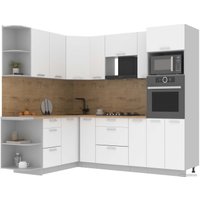 Готовая кухня Интерлиния Мила Лайт 1.68x2.4 левая (белый платинум/белый платинум/дуб бунратти) в Бресте