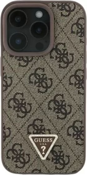 

Чехол для телефона Guess PU 4G Triangle Diamond metal logo для iPhone 16 Pro Max GUHCP16XP4TDPW