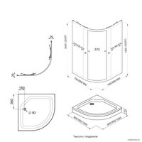 Душевой уголок Triton Альфа Блэк А1 90х90 без поддона (прозрачное стекло)