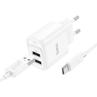 Сетевое зарядное Hoco C141A USB Type-C (белый)
