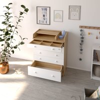 Детский комод Атон Мебель Maks ЛДСП 800/5 с органайзером (дуб сонома/белый)