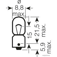 Лампа накаливания Osram T4W Original Line 2шт [3893-02B]