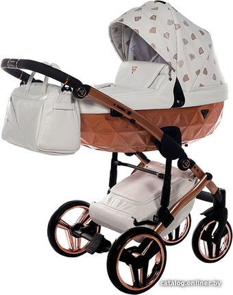Универсальная коляска Junama Glow V2 (2 в 1, белая кожа/медь)