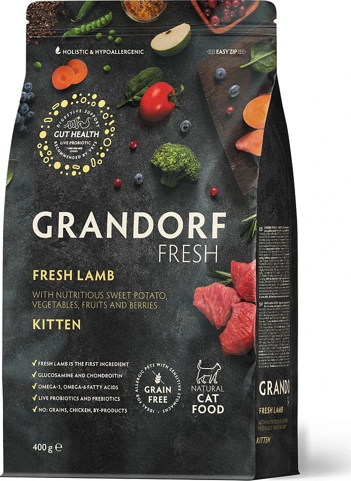 

Сухой корм для кошек Grandorf Fresh Kitten (Ягненок и батат) 400 г