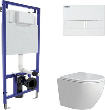 Унитаз подвесной Berges Wasserhaus Okus Rimless + Visam Slim 525 EX-043388 (с сиденьем)