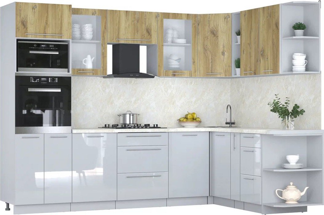 

Готовая кухня Интерлиния Мила Пластик 1.88x2.8 PR (дуб эпоксид/туманный глянец/опал светлый)