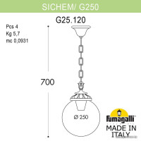 Уличный подвесной светильник Fumagalli Globe 250 G25.120.000.BZE27