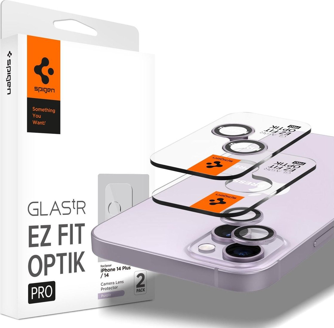 

Защитное стекло Spigen Optik.Tr ”Ez Fit” Camera Protector 2шт для iPhone 14 / 14 Plus / 15 / 15 Plus Purple