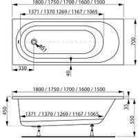 Ванна VagnerPlast Kasandra 150x70 VPBA157KAS2X-04 (с каркасом и 2 экранами)
