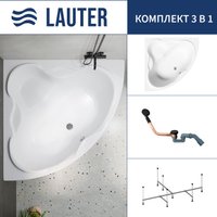 Ванна Lauter Riviera 150x150 21050150 (с каркасом и сифоном 21Y11021 матовый черный)