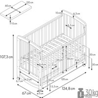 Классическая детская кроватка Polini Kids Simple 304 (серый)