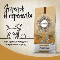 Сухой корм для собак Craftia Natura для щенков средних и крупных пород с ягненком и перепелкой (7кг)