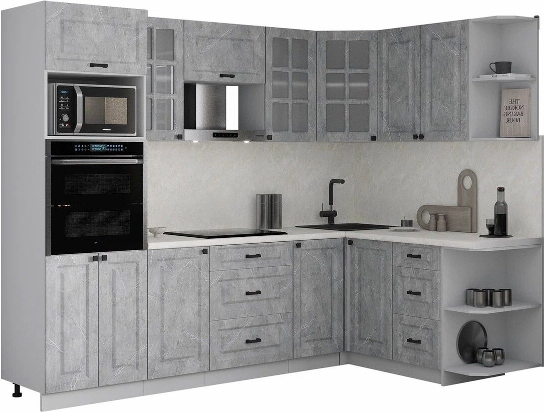 

Готовая кухня Интерлиния Мила Деко 1.68x2.6 PR (керамика/керамика/опал светлый)