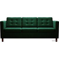 Диван Brioli Дилли клетка Д трехместный (рогожка, J8 темно-зеленый/темные н.)