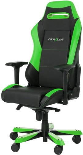 Игровое (геймерское) кресло DXRacer Iron OH/IS11/NE (черный/зеленый)