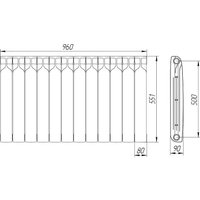 Биметаллический радиатор Теплоприбор БР1 500/90 (12 секций)