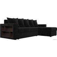 Угловой диван Лига диванов Дубай лайт правый 114153 (велюр черный)