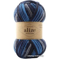 Пряжа для вязания Alize Wooltime 240 100 г 200 м (синий; черный)