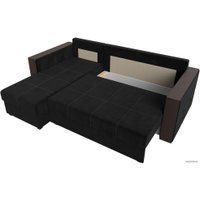 Угловой диван Лига диванов Валенсия Лайт левый (велюр, черный)