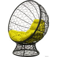 Кресло M-Group Кокос на подставке 11590411 (черный ротанг/желтая подушка)