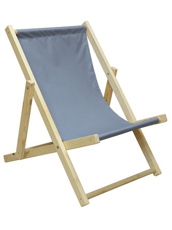 Шезлонг ComfortProm складной, шлифованный, с регулируемой спинкой (серый)