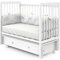 Классическая детская кроватка Indigo Vista продольный маятник, ящик (белая аляска)