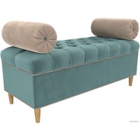 Банкетка Лига диванов Глория 113656 (велюр бирюзовый/бежевый/бежевый)