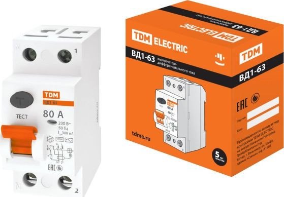 

Устройство защитного отключения TDM Electric ВД1-63 2Р 80А 300мА SQ0203-0021