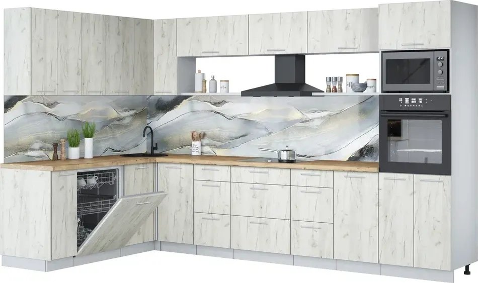 

Готовая кухня Интерлиния Мила Лайт 1.896х3.38-2 (дуб белый/дуб белый/дуб бунратти)