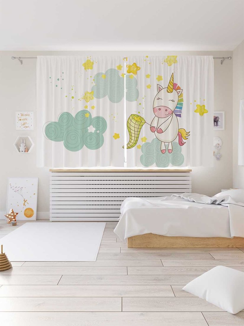 

Комплект штор JoyArty Единорог ловит звезды 1.45x1.8 м (2 шт)