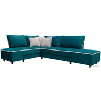 Угловой диван ПетраМебель Оскар правый (велюр бирюза/велюр светлый Вирджиния океан)