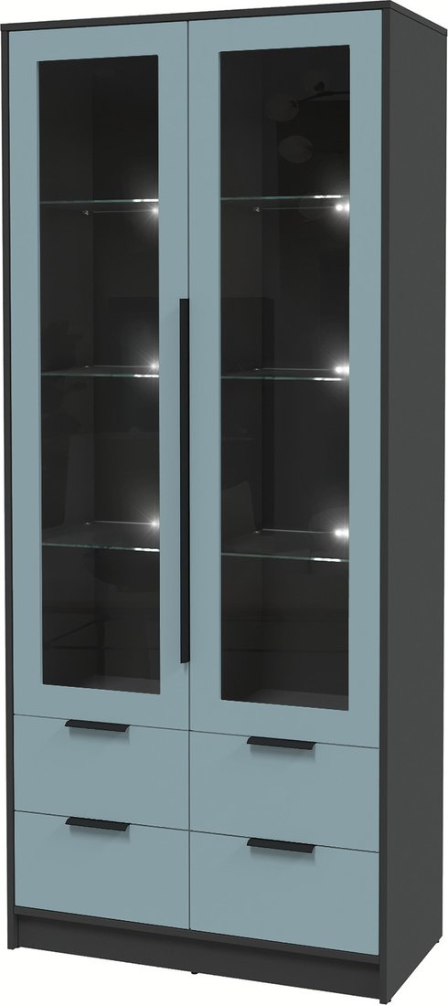 

Шкаф-витрина Интерлиния Концепт КТ-ШВ2 с подсветкой Глосс (антрацит/океан)