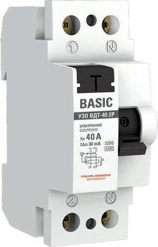 Устройство защитного отключения EKF Basic ВД-40 2P 40А 30мА elcb-2-40-30e-sim