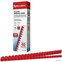 Пластиковая пружина для переплета BRAUBERG A4 8 мм 100 шт 530908 (красный)