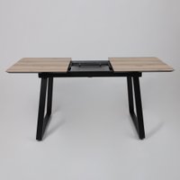 Кухонный стол Lepremo AV 1208 HPL+МДФ раздвижной 1200-1600x800 (дуб делано натуральный/черный)