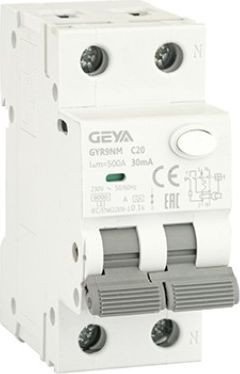 

Дифференциальный автомат GEYA GYR9NM-C20-30mA 1P+N 20A C 6 kA 30mA A 2M GYR9NM1PC20A30