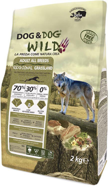 Сухой корм для собак Gheda Petfood Dog&Dog Wild Regional Grassland со свининой, ягненком и буйволом (2 кг)