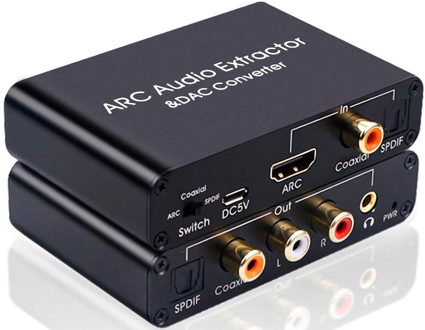 

Адаптер USBTOP HDMI (ARC) PRO/оптика (Toslink/SPDIF) - RCA/Jack 3.5mm (AUX) (черный)