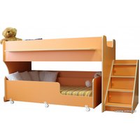 Двухъярусная кровать Капризун 12 Р444-2 с лестницей и ящиками (оранжевый)