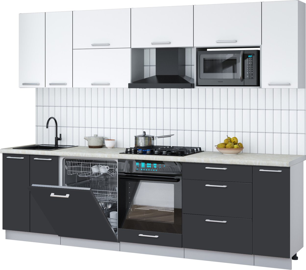 

Готовая кухня Интерлиния Мила Gloss 2.7-ПМ2 (пепел/белый/опал светлый)