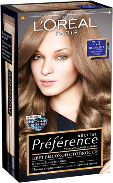 

Крем-краска для волос L'Oreal Recital Preference 7.1 Исландия