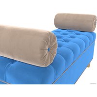 Банкетка Лига диванов Глория 113658 (велюр голубой/бежевый/бежевый)