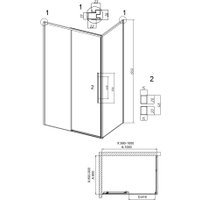 Душевой уголок Grossman Galaxy 100x90x195 120.K33.01.1090.21.02 (черный матовый/стекло шиншилла)